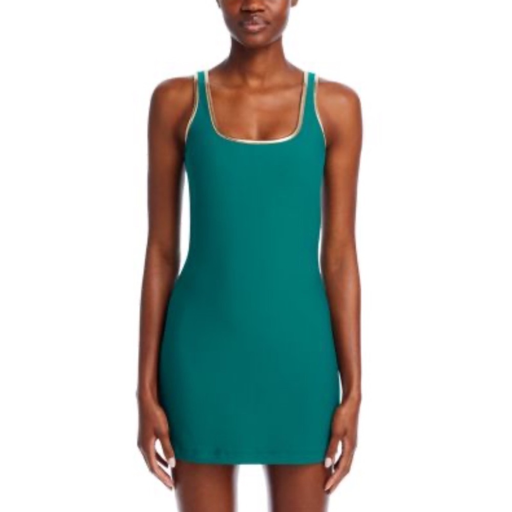 NWT Aqua Square Neck Green‎ Athletic Mini Dress Bloomingdale's XS $88